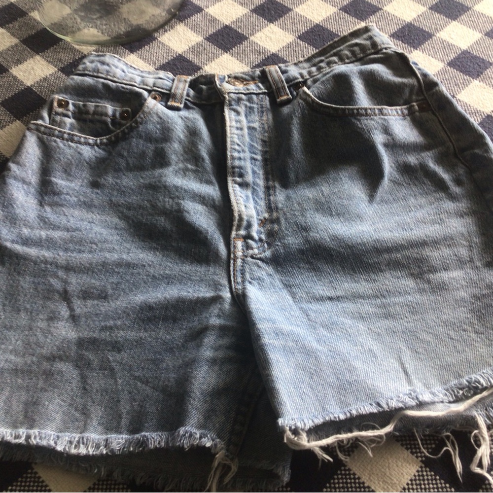 Levi's Blue Jean Shorts High-Waisted Distressed
